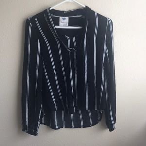 Black white stripe long sleeve top medium